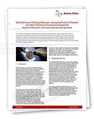 Solid Density of Building Materials: Assessing Purity of Powders and Open Porosity of Concrete Components