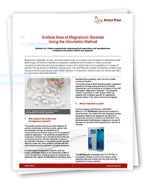 Surface Area of Magnesium Stearate Using the Volumetric Method