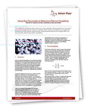 Using Gas Pycnometry to Determine Polymer Crystallinity