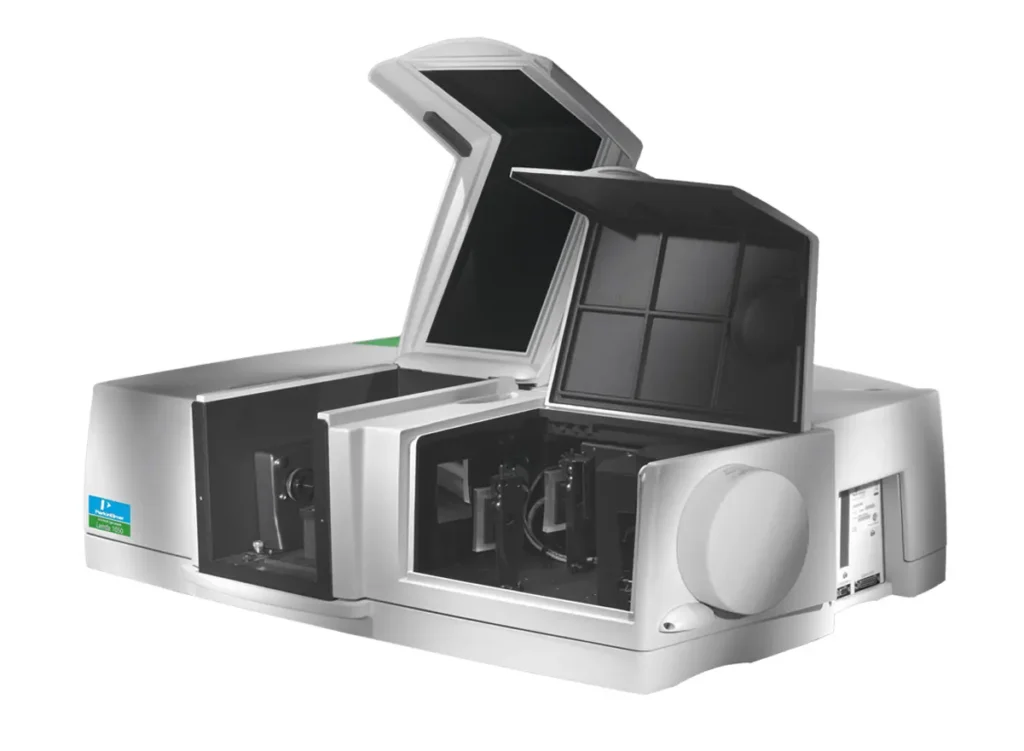 UV-Vis-NIR spectrophotometry transmittance curve for semiconductor sample showing bandgap absorption onset and wavelength-dependent transmission