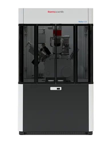Scanning electron microscope components schematic showing electron source, lenses, detectors, and sample stage structure