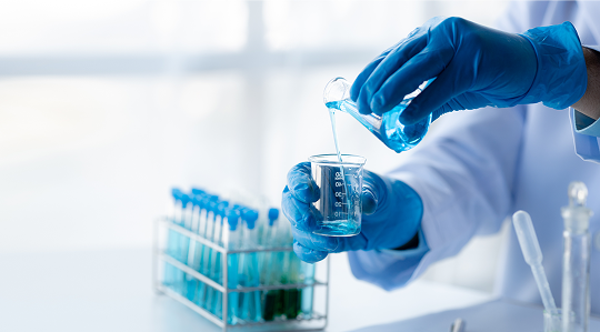 Chemical compositional analysis of liquids in laboratory beaker and test tubes – expert chemical and compositional properties testing services