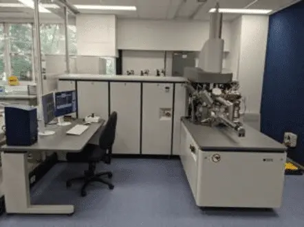 ToF-SIMS application data showing chemical map, mass spectra, and depth profile for multilayer In/Ga/Al sample contamination analysis